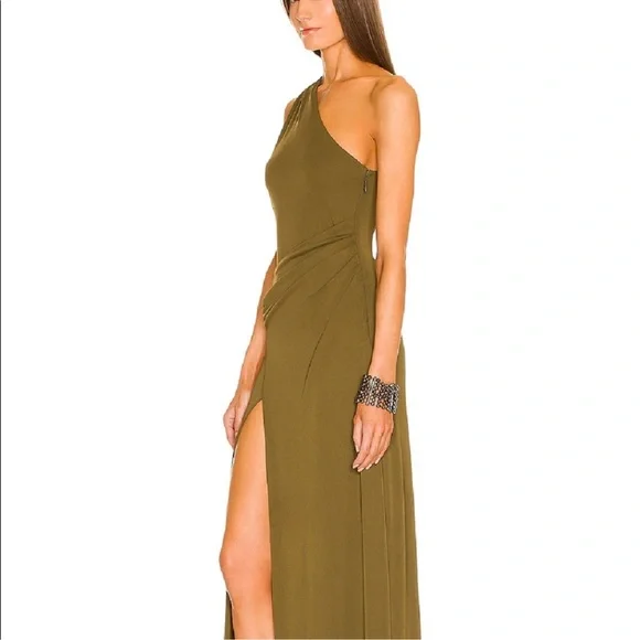 khaki green maxi dress Khaki Green Wavy Knit Maxi Cielo Dress XXXL main image 0
